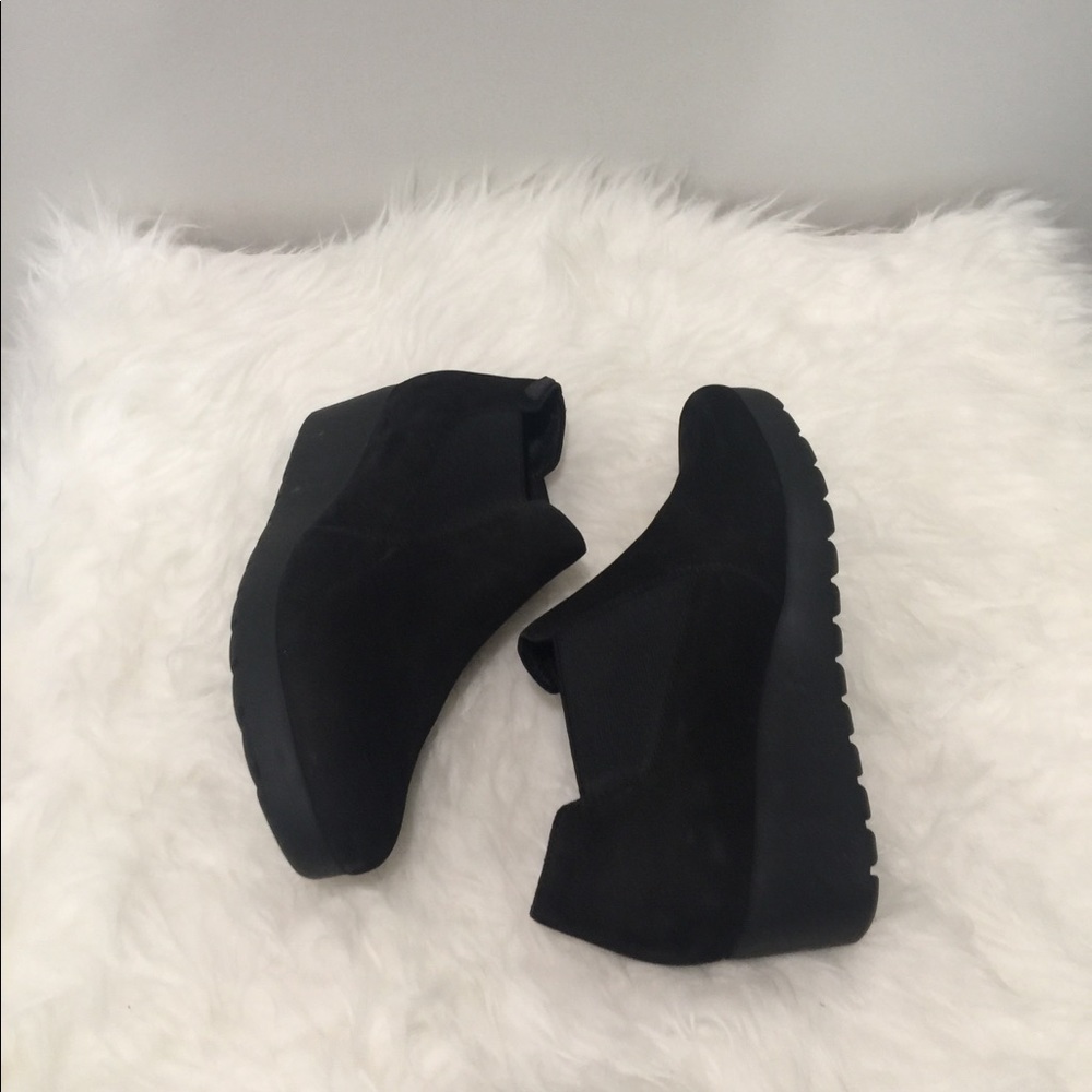 Mephisto Black Suede Platform Wedge Boots
